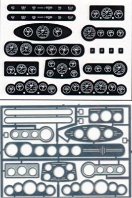 Street Rod Gauge Panels MoonEyes (Clear Faces, Black Background) 1/24 & 1/25