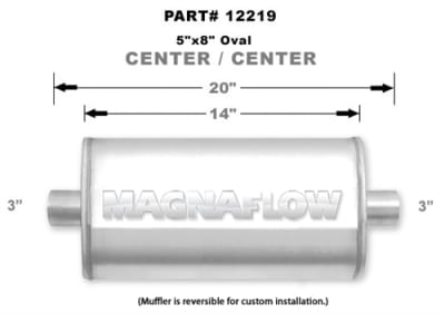 Magnaflow 5x8 Singe 3" In/Single 3" Out 14" Stainless Muffler
