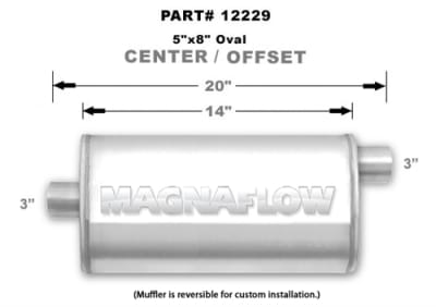 Magnaflow 5x8 Singe 3" In/Single 3" Out 14" Stainless Muffler