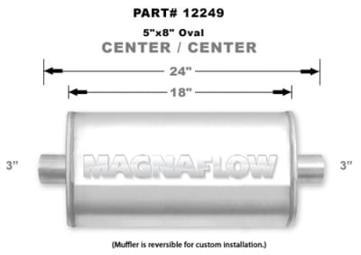 Magnaflow 5x8 Singe 3" In/Single 3" Out 18" Stainless Muffler