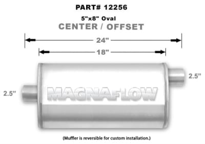 Magnaflow 5x8 Singe 2.5" Center In/Single 2.5" Offset Out 18" Stainless Steel Muffler