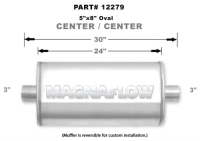 Magnaflow 5x8 Singe 3" In/Single 3" Out 24" Stainless Muffler