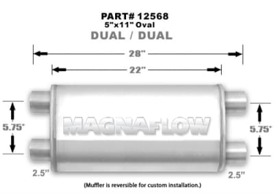 Magnaflow 5x11 Dual 2.5" In/Dual 2.5" Out 22" Stainless Muffler