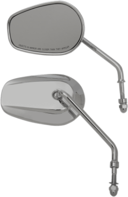 Drag Specialties Mirror pair Long stem Chrome Teardrop