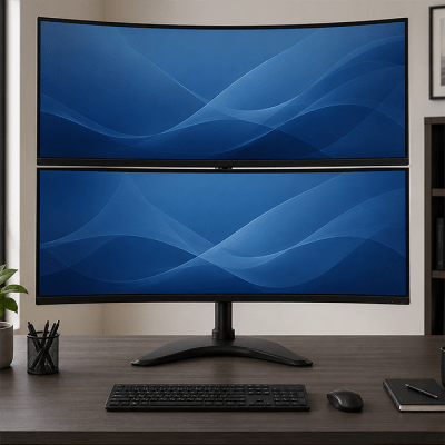 Dual Vertical Monitor Stand  for up to two 27" or 34" Ultrawide