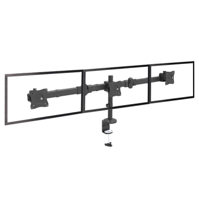 Triple monitor stand or desk clamp for up to 27" monitors