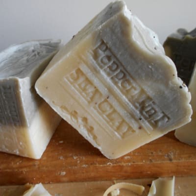 Peppermint with Sea Clay  Soap is suitable for use on oily skin, acne, and blackheads.
