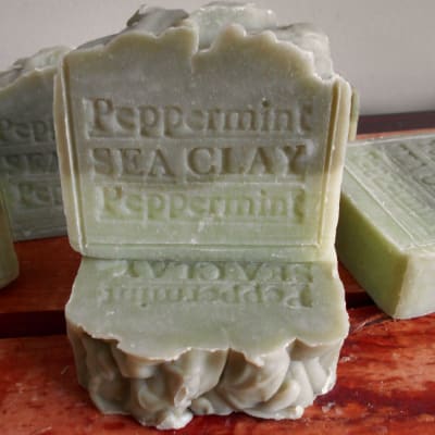 All Natural Artisan  Peppermint Soap With Sea Clay