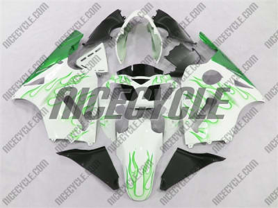 Kawasaki ZX12R White/Green Flames Fairings