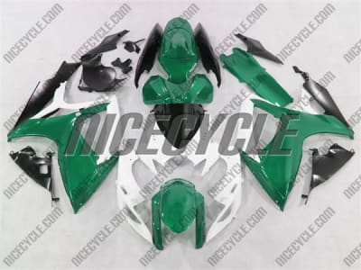 White/Emerald Suzuki GSX-R 600 750 Fairings