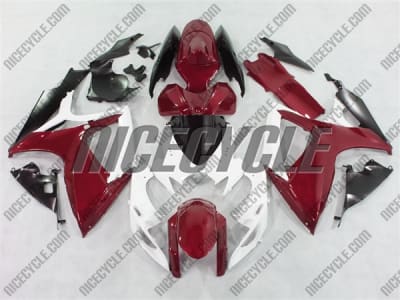 White/Burgundy Suzuki GSX-R 600 750 Fairings
