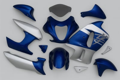 Motorcycle Fairings Kit - 2001 Suzuki GSXR 1300 Hayabusa Silver/Blue OEM Style Right Side Main Fairing Only | # 305-YEAR2001