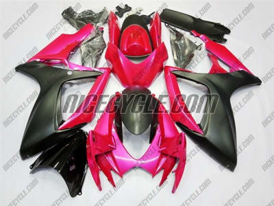 Matte Black/Pink Suzuki GSX-R 600 750 Fairings