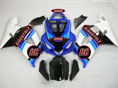 White/Light Blue Suzuki GSX-R 600 750 Fairings