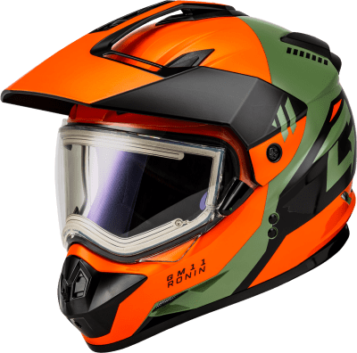 GMAX GM-11S RONIN SNOW HELMET W/ ELEC SHLD ORANGE/GREY/BLACK