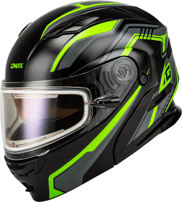 GMAX MD-01S TRANSISTOR SNOW HELMET W ELEC SHLD BLK/GREY/GREEN