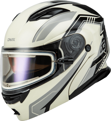 GMAX MD-01S TRANSISTOR SNOW HELMET W ELEC SHLD WHITE/GREY/BLK