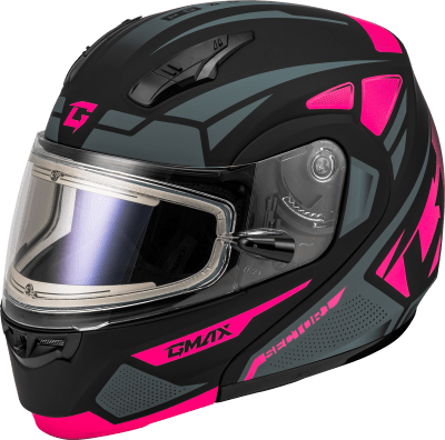 GMAX MD-04S SECTOR SNOW HELMET W/ ELEC SHIELD MATTE BLACK/PINK