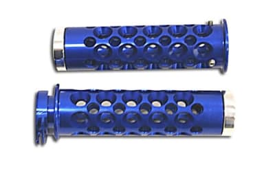 Anodized Blue Straight Grips for Suzuki with Round Holes and Flat End Caps (Product Code #A3006BU)