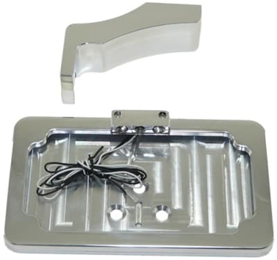 FOOTPEG MOUNT LICENSE PLATE BRACKET WITH L.E.D. (POLISHED) (PRODUCT CODE #A3065LED)
