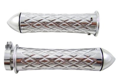Polished Grips Curved Diamond Cut with Pointed Ends for Suzuki GSXR 600/750/1000 (96-08), Hayabusa (99-09), Katana (all years) (product code: A4037P)