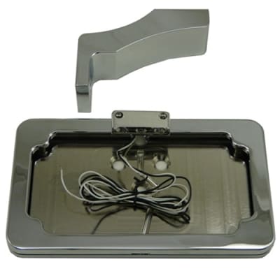 TRIPLE CHROME FOOTPEG MOUNT LICENSE PLATE BRACKET WITH L.E.D. (POLISHED) (PRODUCT CODE: CA3065LED)