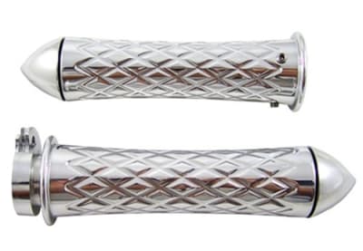 Chrome Grips Curved Diamond Cut with Pointed Ends for Suzuki GSXR 600/750/1000 (96-Present), Hayabusa (99-Present), Katana (all years) (product code: CA4037P)