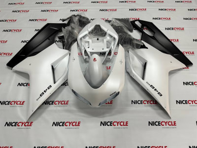 Ducati Evo White Black Motorcycle Fairings – Premium Aftermarket Fairing Kit