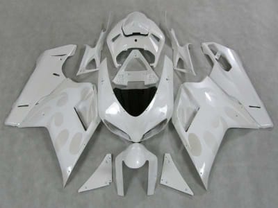 Motorcycle Fairings Kit - Ducati 1198 1098 848 Evo Pearl Tribal on Pearl White Fairings | ND848-18