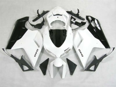 Motorcycle Fairings Kit - Ducati 1198 1098 848 Evo White/Black Fairings | ND848-21