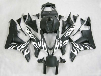 Motorcycle Fairings Kit - 2007-2008 Honda CBR 600RR White Flamed Fairings | NH60708-21