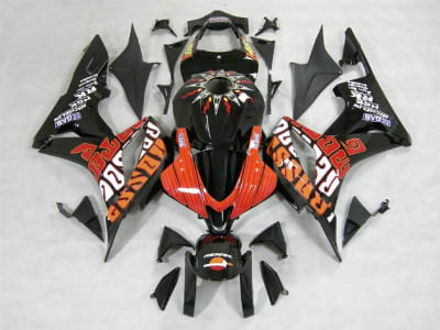 Motorcycle Fairings Kit - 2007-2008 Honda CBR 600RR Black Repsol Rossi Style Fairings | NH60708-25