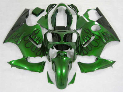 Motorcycle Fairings Kit - 2000-2001 Kawasaki ZX12R Deep Green Flame Fairings | NK10001-5