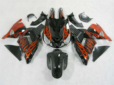Motorcycle Fairings Kit - 2006-2011 Kawasaki ZX14R Orange Fire Fairings | NK10611-16