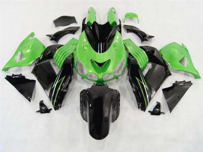 Motorcycle Fairings Kit - 2006-2011 Kawasaki ZX14R Green/Black Fairings | NK10611-2