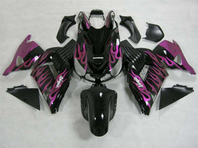 Motorcycle Fairings Kit - 2006-2011 Kawasaki ZX14R Pink Flame Fairings | NK10611-21