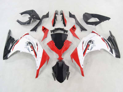 Motorcycle Fairings Kit - 2013-2017 Kawasaki Ninja 300 White Red Motorcycle Fairings | NK31317-4