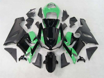 Motorcycle Fairings Kit - 2005-2006 Kawasaki ZX6R Black/Mint Green Fairings | NK60506-10