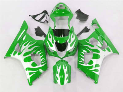 Motorcycle Fairings Kit - 2003-2004 Suzuki GSXR 1000 Metallic Tribal on Green Fairings | NS10304-30