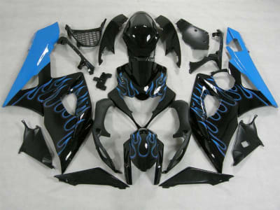 Motorcycle Fairings Kit - 2005-2006 Suzuki GSXR 1000 Sky Blue Flames Fairings | NS10506-18