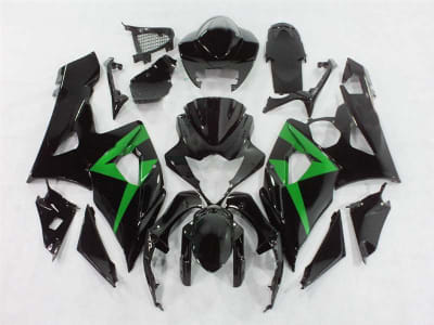 Motorcycle Fairings Kit - 2005-2006 Suzuki GSXR 1000 Black Fairings Green Accents | NS10506-3