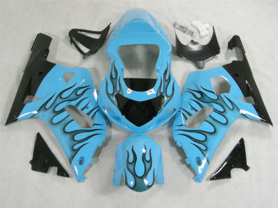Motorcycle Fairings Kit - 2000-2003 Suzuki GSXR 600 750 Sky Blue Flame Fairings | NS60003-15