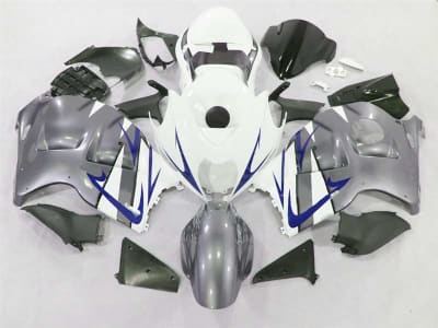 Motorcycle Fairings Kit - 1999-2007 Suzuki GSXR 1300 Hayabusa Silver/White/Blue Fairings | NSH9907-115