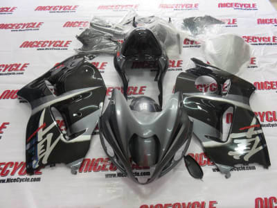 Motorcycle Fairings Kit - 1999-2007 Suzuki GSXR 1300 Hayabusa OEM Style Black/Silver Fairings | NSH9907-124