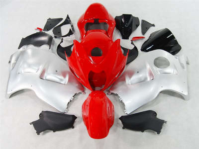 Motorcycle Fairings Kit - 1999-2007 Suzuki GSXR 1300 Hayabusa Red/Silver Fairings | NSH9907-16