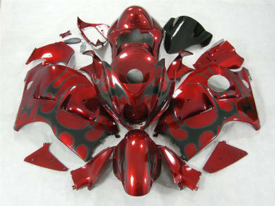 Motorcycle Fairings Kit - 1999-2007 Suzuki GSXR 1300 Hayabusa Candy Red Tribal Fairings | NSH9907-49