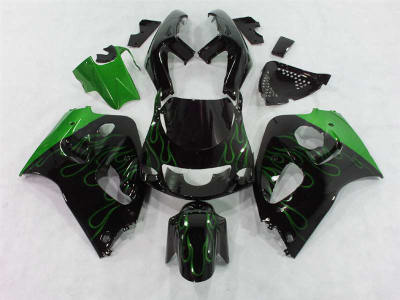 Motorcycle Fairings Kit - 1996-2000 Suzuki GSXR 600 750 SRAD Green Flame Fairings | NSS9600-1