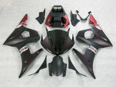 Motorcycle Fairings Kit - Matte Black Flame Yamaha 2003-2005 YZF R6 and 2006-2009 R6S Motorcycle Fairings | NY60305-12