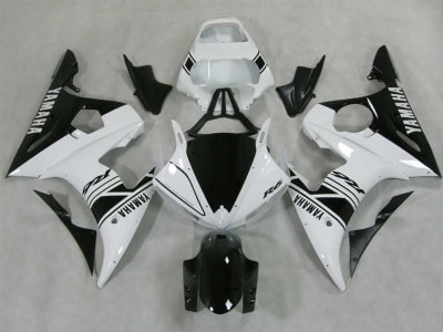 Motorcycle Fairings Kit - Yamaha 2003-2005 YZF R6 and 2006-2009 R6S Racing White Motorcycle Fairings | NY60305-26