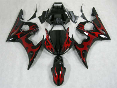 Motorcycle Fairings Kit - Yamaha 2003-2005 YZF R6 and 2006-2009 R6S Red Tribal Motorcycle Fairings | NY60305-31